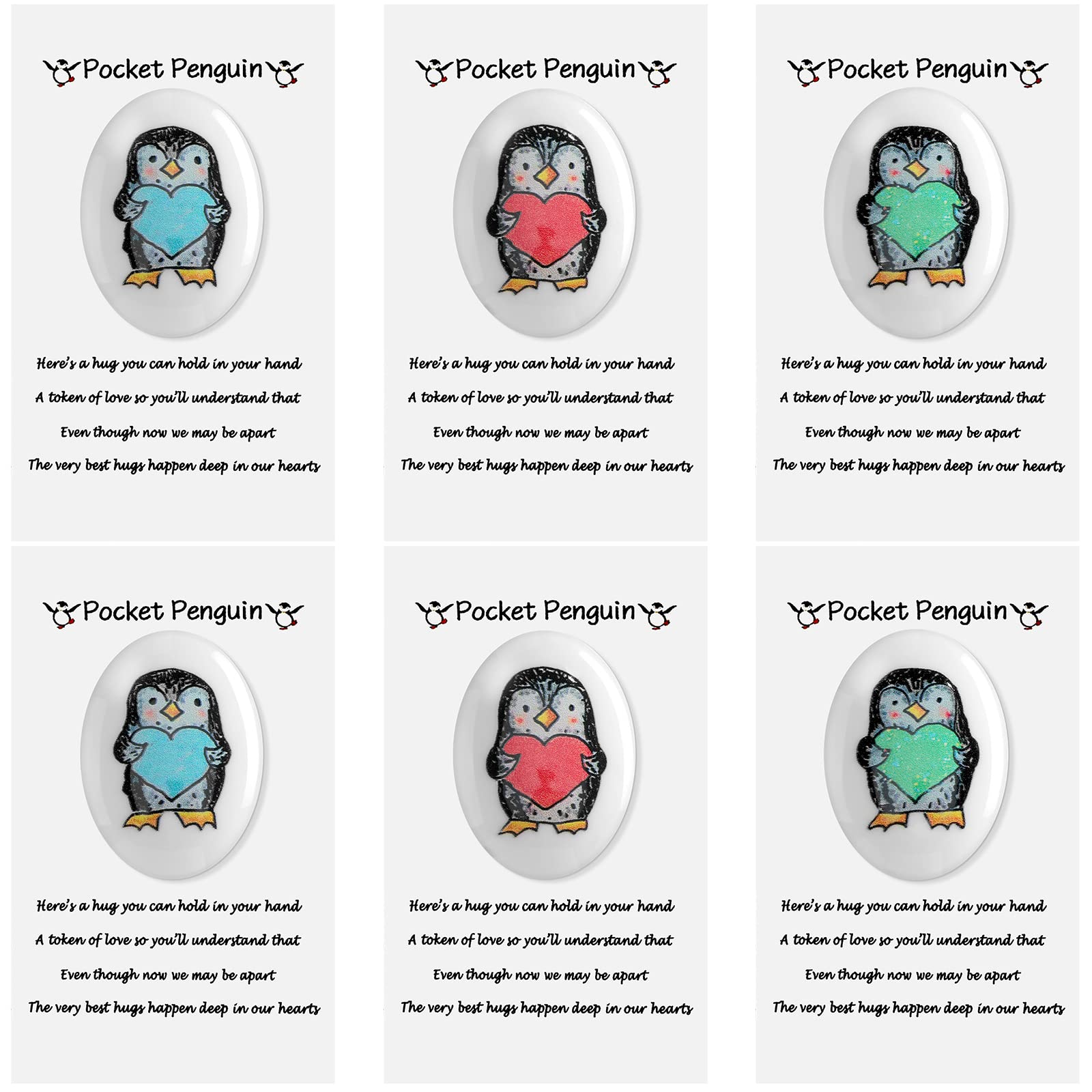 Kathfly6 Set Pocket Penguin Hug with Message Card of Encouragement Little Pocket Penguin Hug Cute Pocket Penguin Hug Animal Decoration Mini Stress Relief Toy Valentines Gift for Birthday Party Family