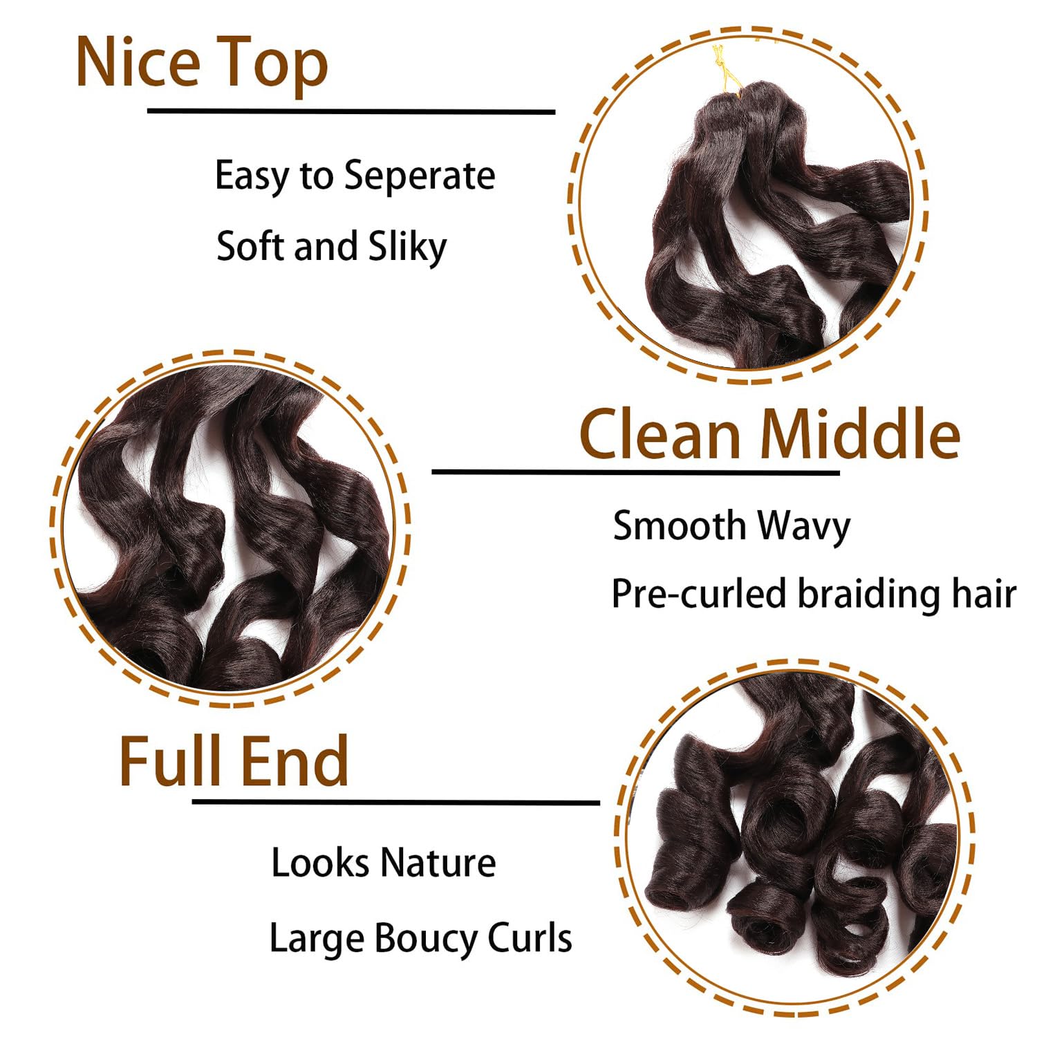 6 Packs French Curl Braiding Hair Extension Crochet Braids for Black Women Crochet Hair for Braiding (#4, 22Inch (Pack of 6) - Image 4
