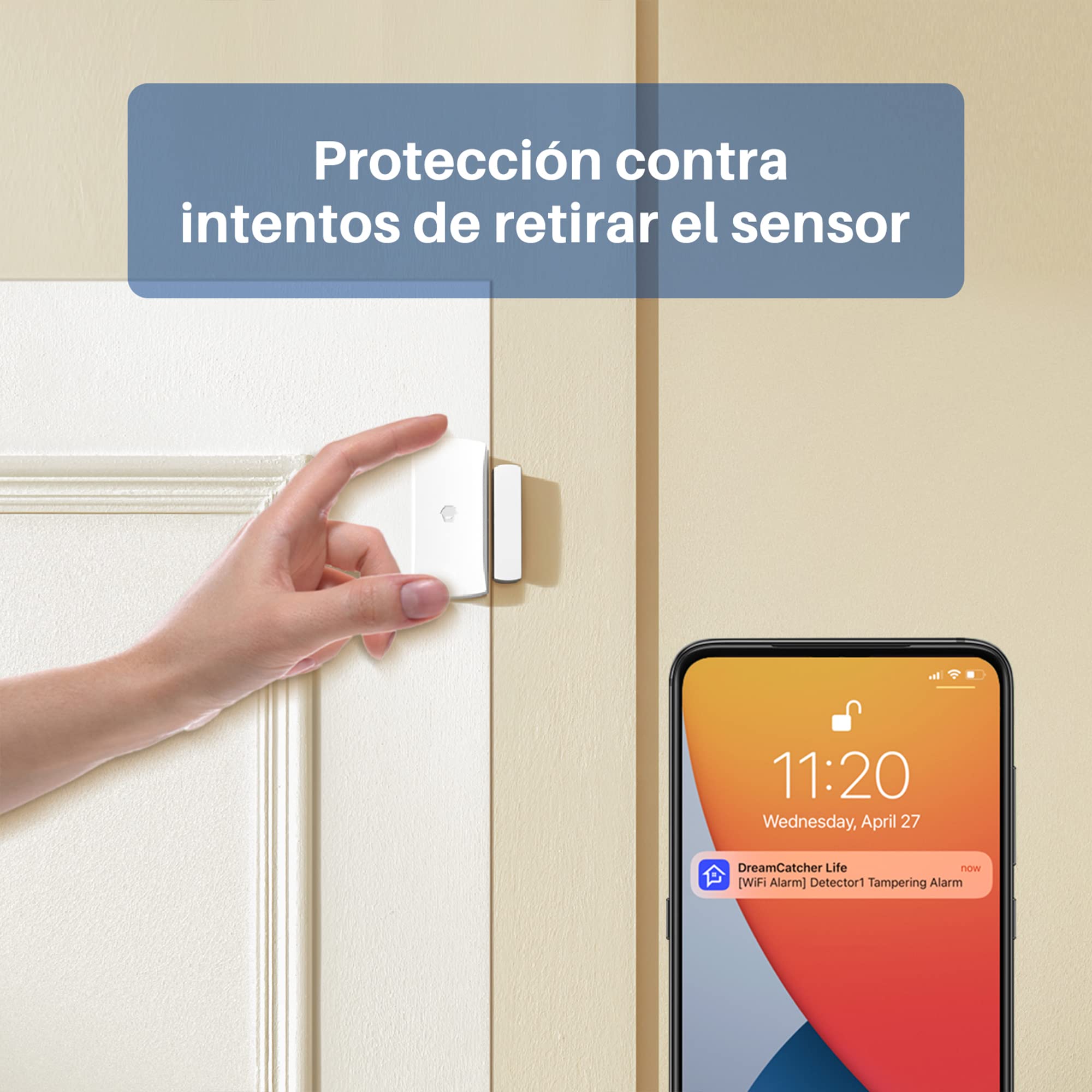 Chuango DWC-102*3 Set de 3 Sensores inalámbricos para Puertas y Ventanas-Funciona con sistema de Alarma Chuango, Aviso Batería Baja, Compatible con Alexa y Google Assistant, Controlable con el Móvil
