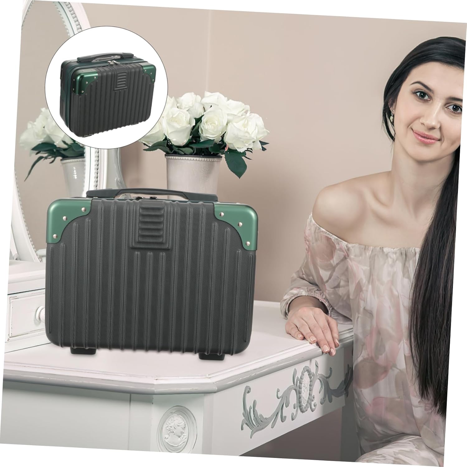 VICASKY Handheld Cosmetic Case Makeup Storage Suitcase for Travel Capacity Female Organizer for Cosmetics and Skin Care Products