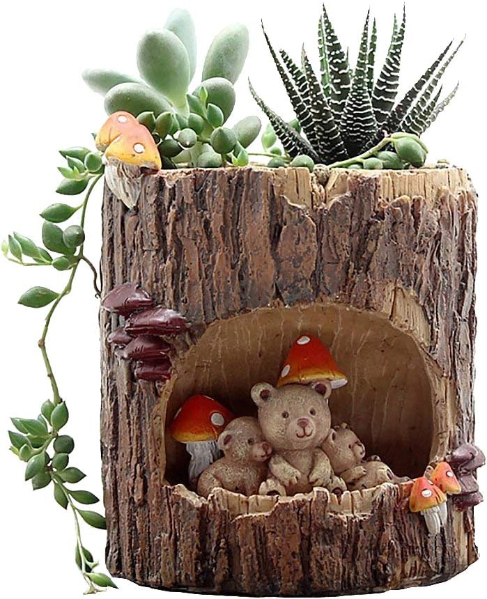Wish you have a nice day 5.11inch Big Blackbear Resin Succulent Planter Pots for Office House Balcony Landscape Creative Decorative Flower Pots