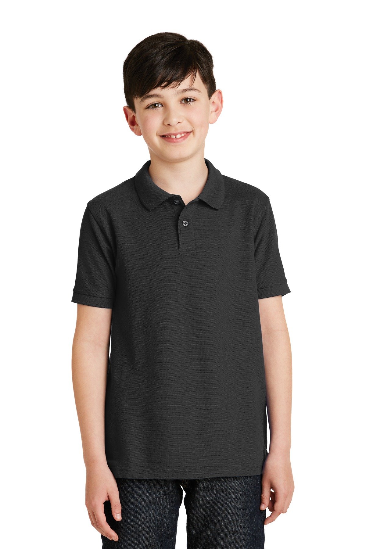 Port Authority Youth Silk Touch Polo. Y500, Black, XL