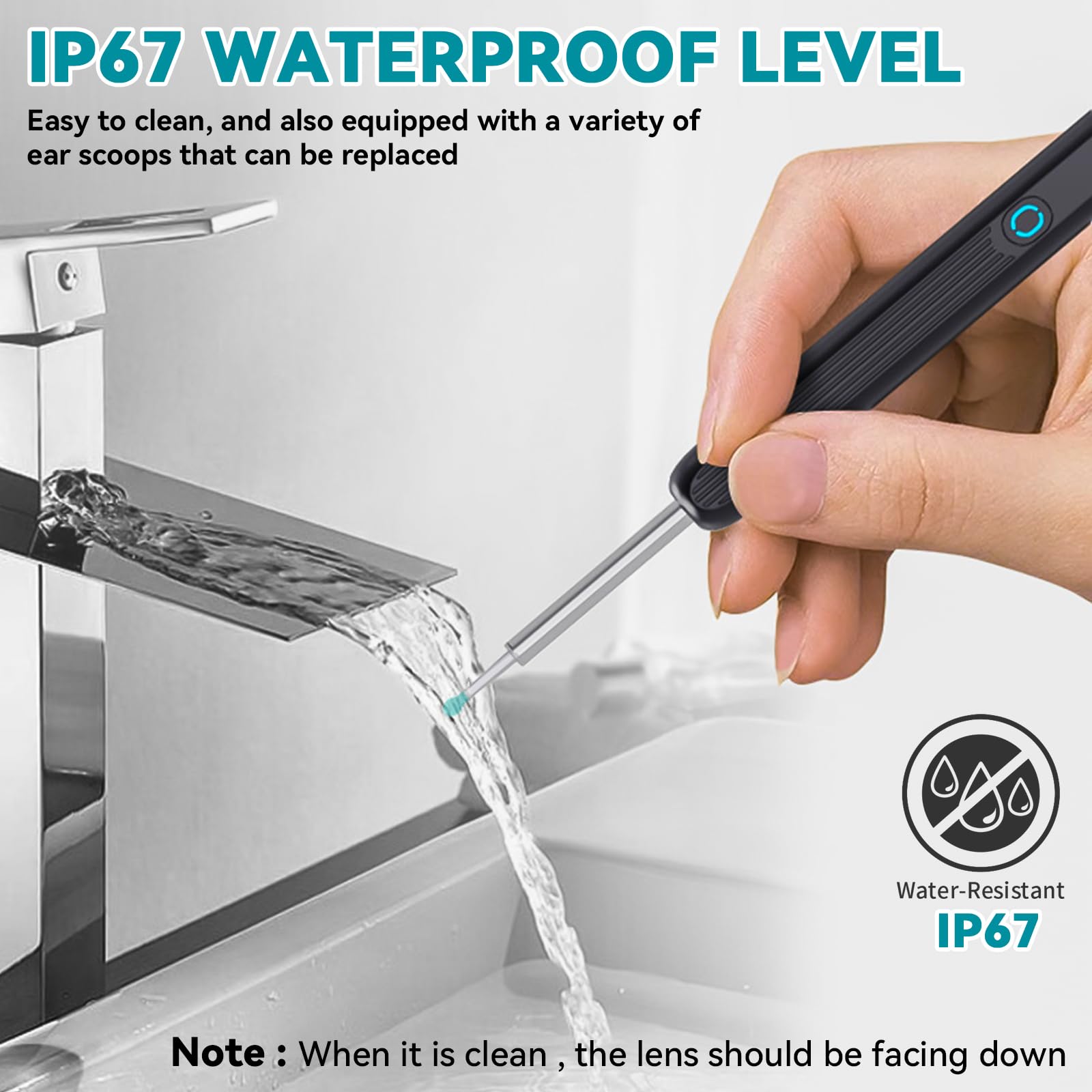Endoskop uszny, WiFi, endoskop, otoskop, 1080P, IP67, wodoodporna kamera uszna HD z 6 diodami LED, otoskop, kompatybilna z ios i Androidem, dla iPhone, Android, iPad, dorosłych, dzieci, z