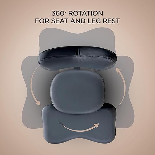 Miniatura 5 de Silla de meditación con patas cruzadas, silla de oficina para adultos con ruedas, soporte ergonómico para la espalda y reposapiernas para múltiples