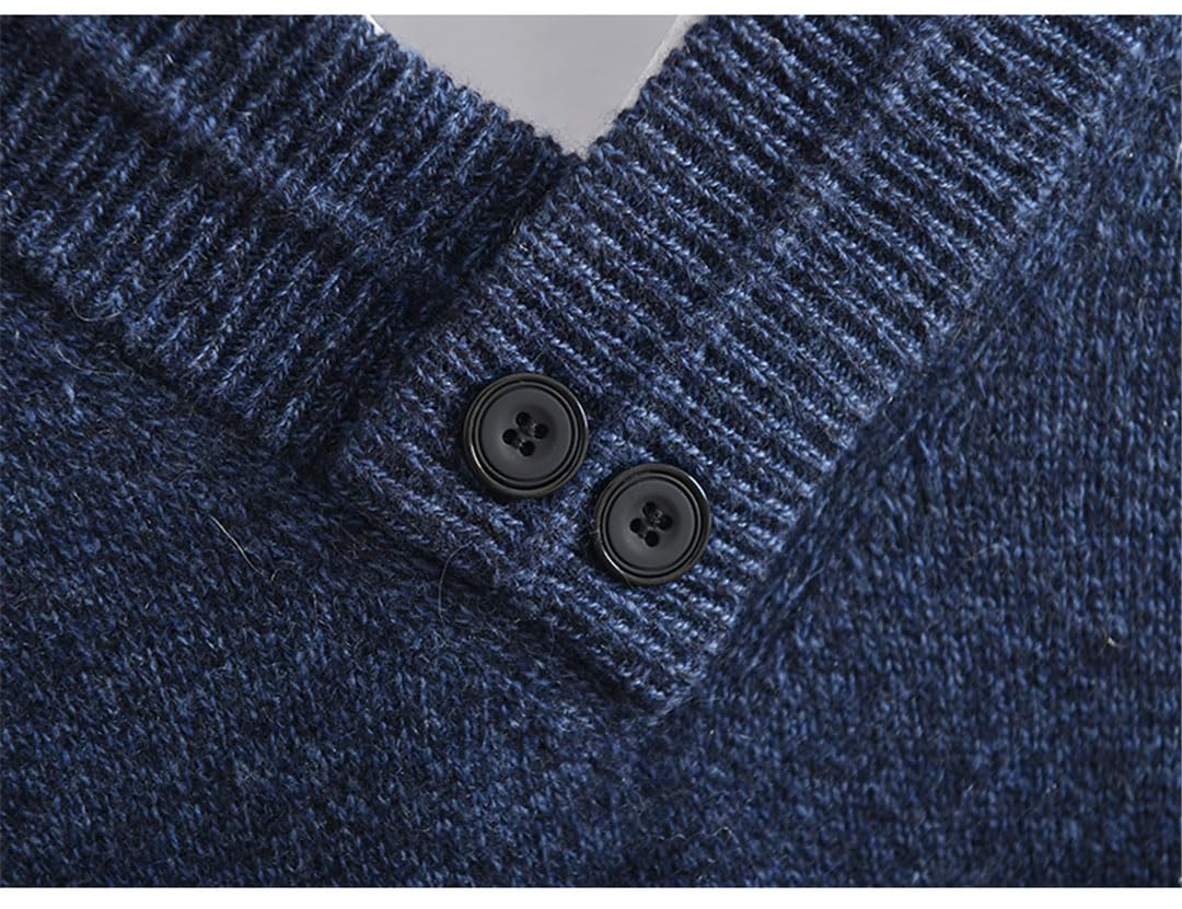 Maglione da uomo con scollo a V in cashmere con risvolto e bottoni maglione in cashmere di mezza età