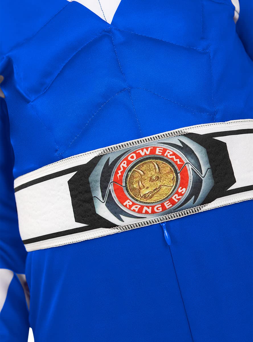 Funidelia Offizielles Blauer Power Ranger Kostüm für Kinder, enthält Overall, Gürtel und Halbmaske, Superhelden - Outfit für Kinder für Partys, Karneval und Halloween