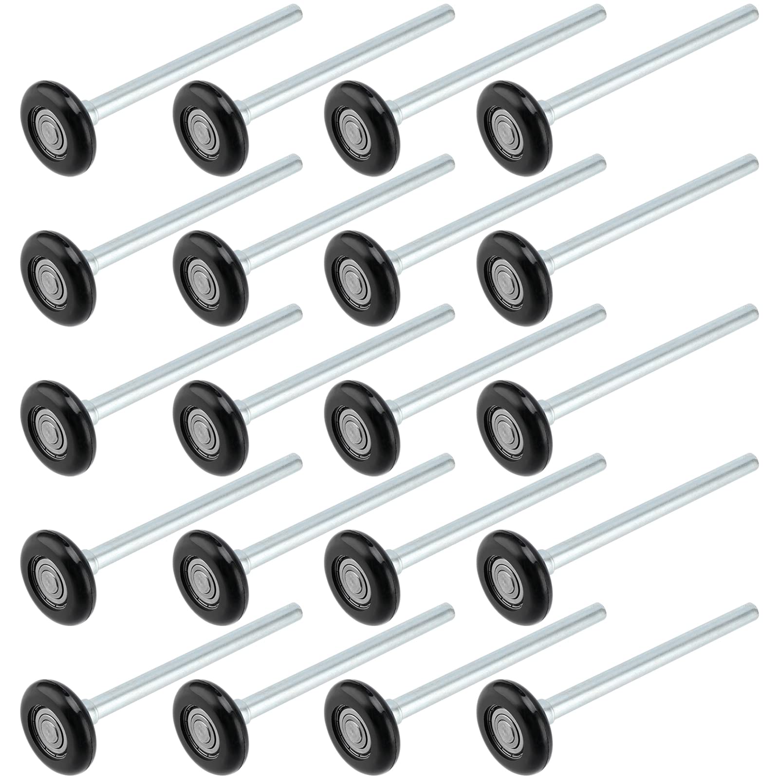 SHEUTSAN 20 Pack 2 Inch Black Nylon Garage Door Rollers, Nylon Sealed Garage Door Rollers with 7" Stem, Quiet Garage Rollers Replacement Door Wheels