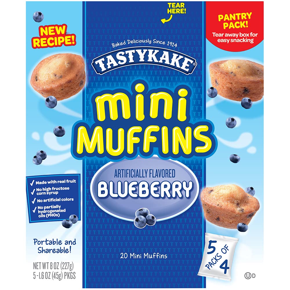 TastyKake Blueberry Mini Muffins, 5 Pouchesper Box, 8 Oz, 8.0 Oz