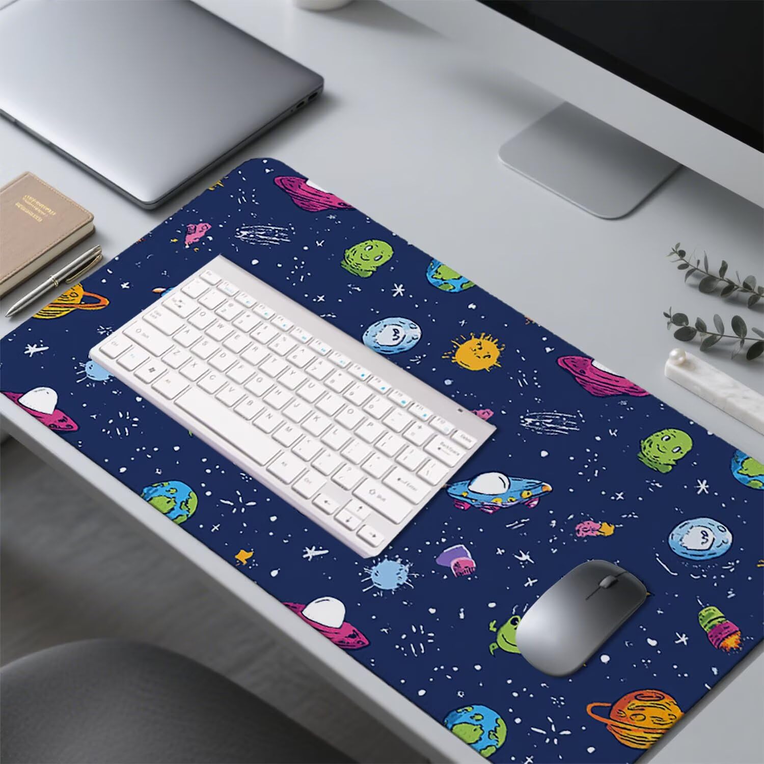 Granatowa podkładka pod mysz pod mysz pod biurko XXL podkładka pod mysz do gier 1400 x 600 x 3 mm podkładka pod mysz gumowa duża podkładka pod mysz dla graczy akcesoria PC, do klawiatury laptopa w