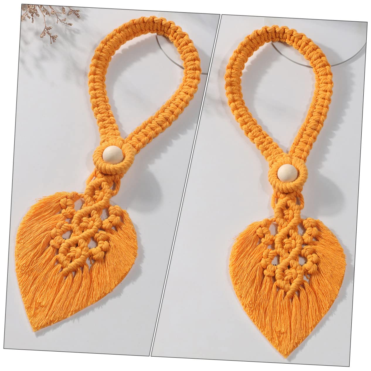 MAGICLULU 4 Ensembles Corde À Rideau Embrasses De Rideaux pour x Couette LED LEDs Embrasse De Décorative se Décorative De Bois Orange 2 Pièces * 4
