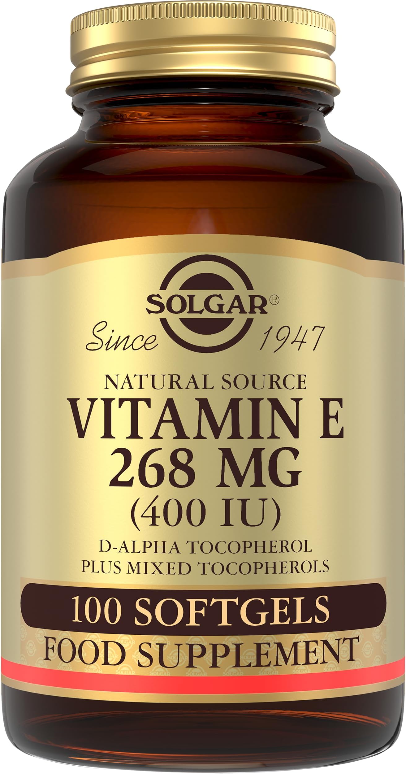 Solgar Natural Source Vitamin E 268 Milligram (400 IU) Softgels - Pack of 100 - Protects Cells from Oxidative Stress - Immune Support - Gluten Free