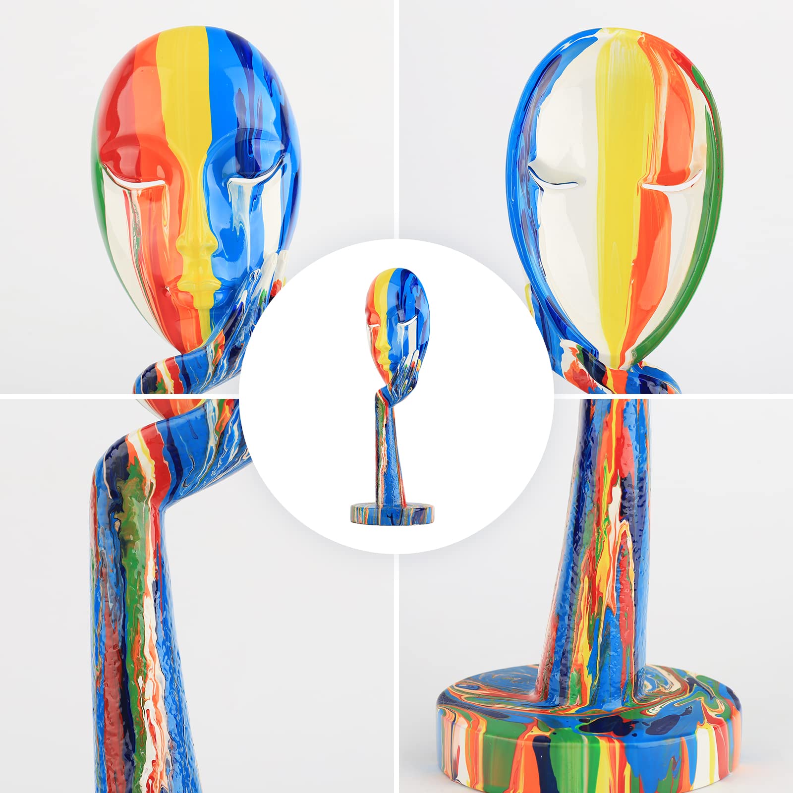 Kreative einfache bunte Frauengesichtsstatue, Denkerin, Damenskulptur, abstrakte Charaktere, Kunsthandwerk, Ornamente, Heimdekoration, modernes Büro, Schlafzimmer, Arbeitszimmer, Studio-Dekorationen