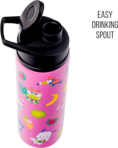 Miniatura 3 de Silver Buffalo Sanrio Hello Kitty and Friends Tropical With Keroppi, Tuxedo Sam, Badz-Maru y Pochacco - Botella de agua de acero inoxidable, 25 onzas