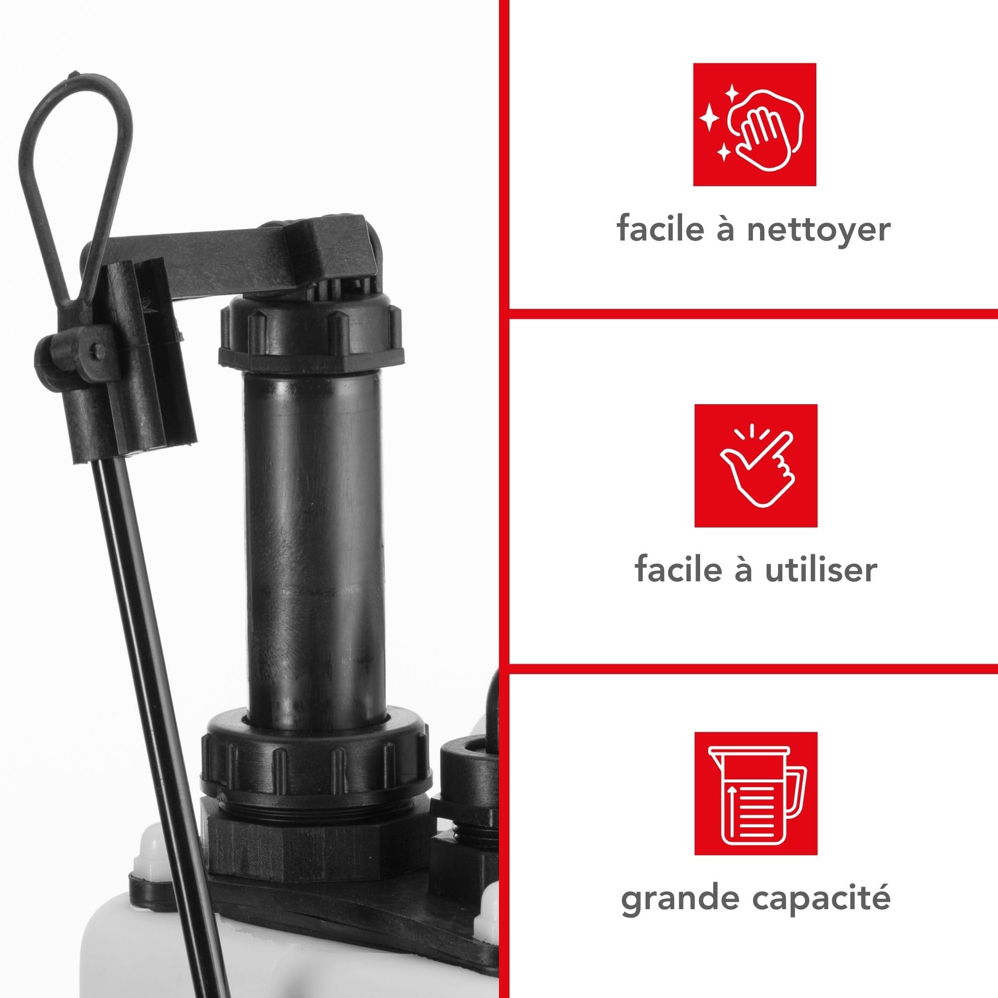 Toolland Pulvérisateur à Dos, pulvérisateur à Pression, pulvérisateur Dorsal, pulverisateur de Jardin, Vaporisateur Jardin avec Lance, desherbant Acide, capacité Max. 16 l, Blanc/Noir