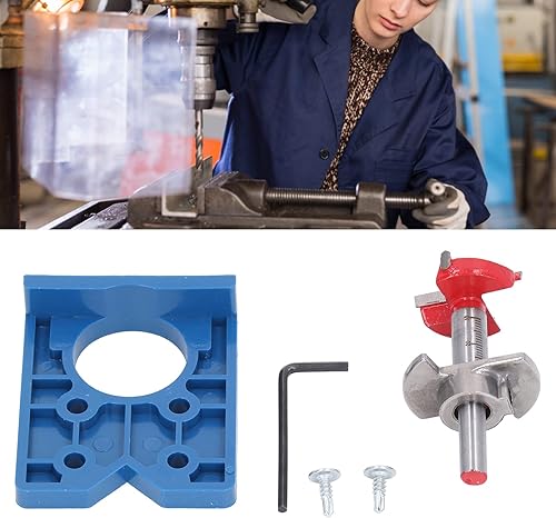 Miniatura 3 de Taladro de plantilla de bisagra 1.378 in Kit de herramientas de perforación ocultas para muebles de puerta y ventana