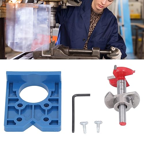 Miniatura 2 de Taladro de plantilla de bisagra de 1.378 in, juego de herramientas de perforación oculto, taladro de agujero de carburo cementado, plantilla de