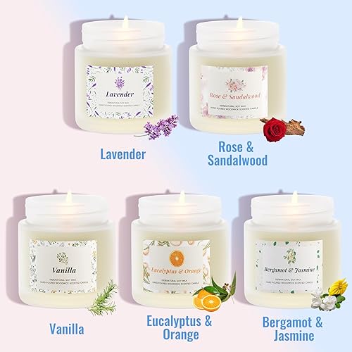 Miniatura 3 de Velas perfumadas, velas nido, velas de larga duración para el hogar, paquete de 5 velas perfumadas, cera de soja natural y 8% aceites esenciales,