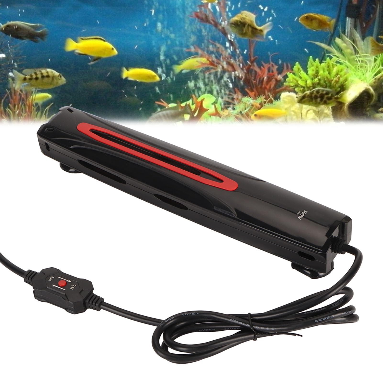 Jiawu Riscaldatore per Acquario, Termostato per Acquario a Frequenza Variabile con Riscaldamento Rapido Automatico per Acquario da 80-100 Cm (Spina Europea 220 V)
