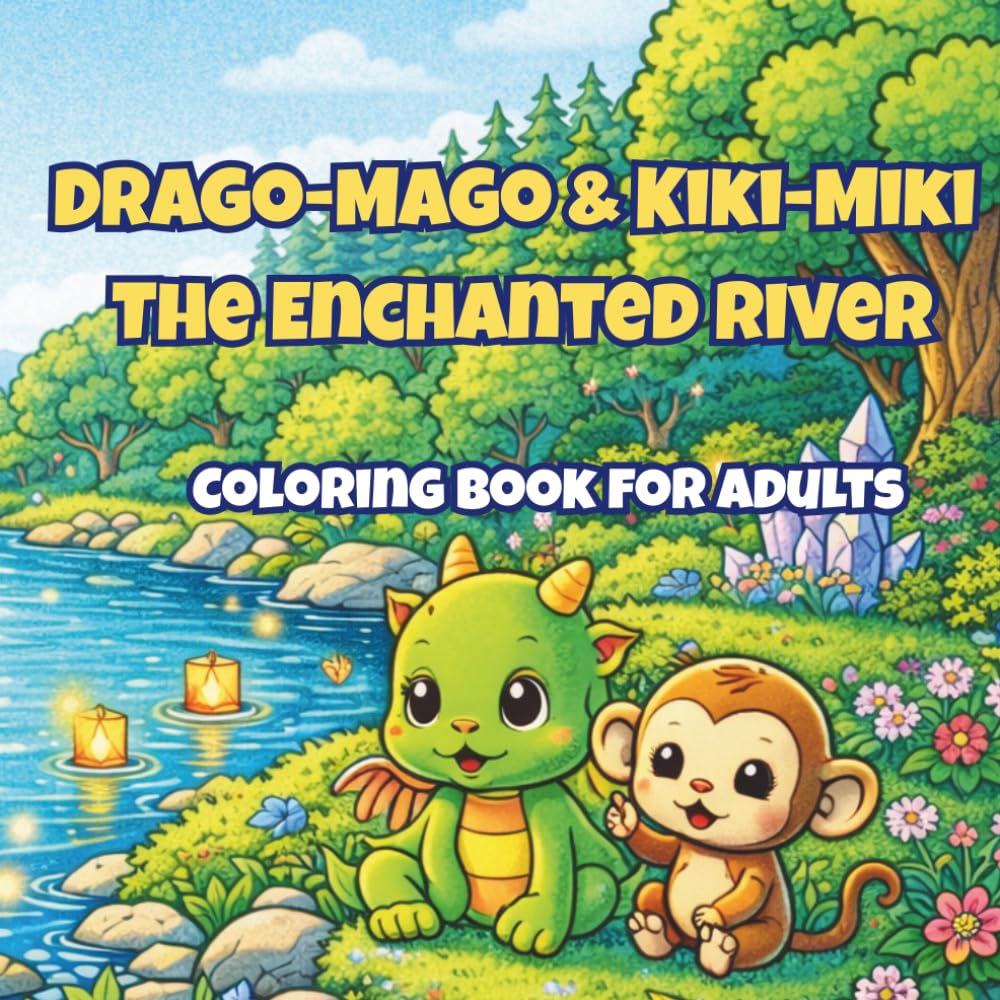 Drago-Mago & Kiki-Miki The Enchanted River: A Cozy Kawaii Fantasy Coloring Book for Adults with Cute Animal Friends, Magical River Scenes and Relaxing Adventures