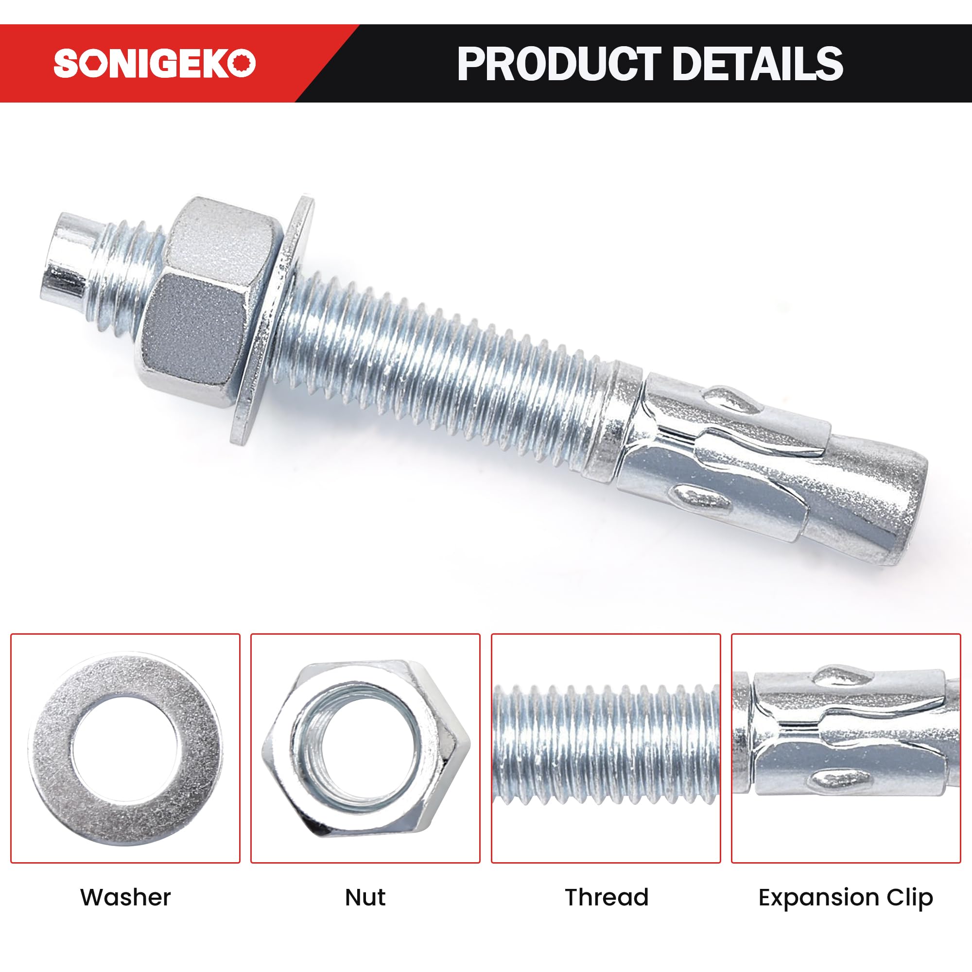 Concrete Wedge Anchors - 1/2" x 6" -3