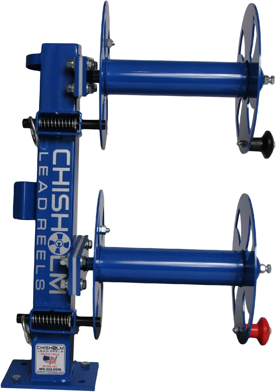 12" BLUE Heavy-Duty FIXED-BASE Double Welding Cable Lead Reel Holds up to 200' of 1/0 Cable