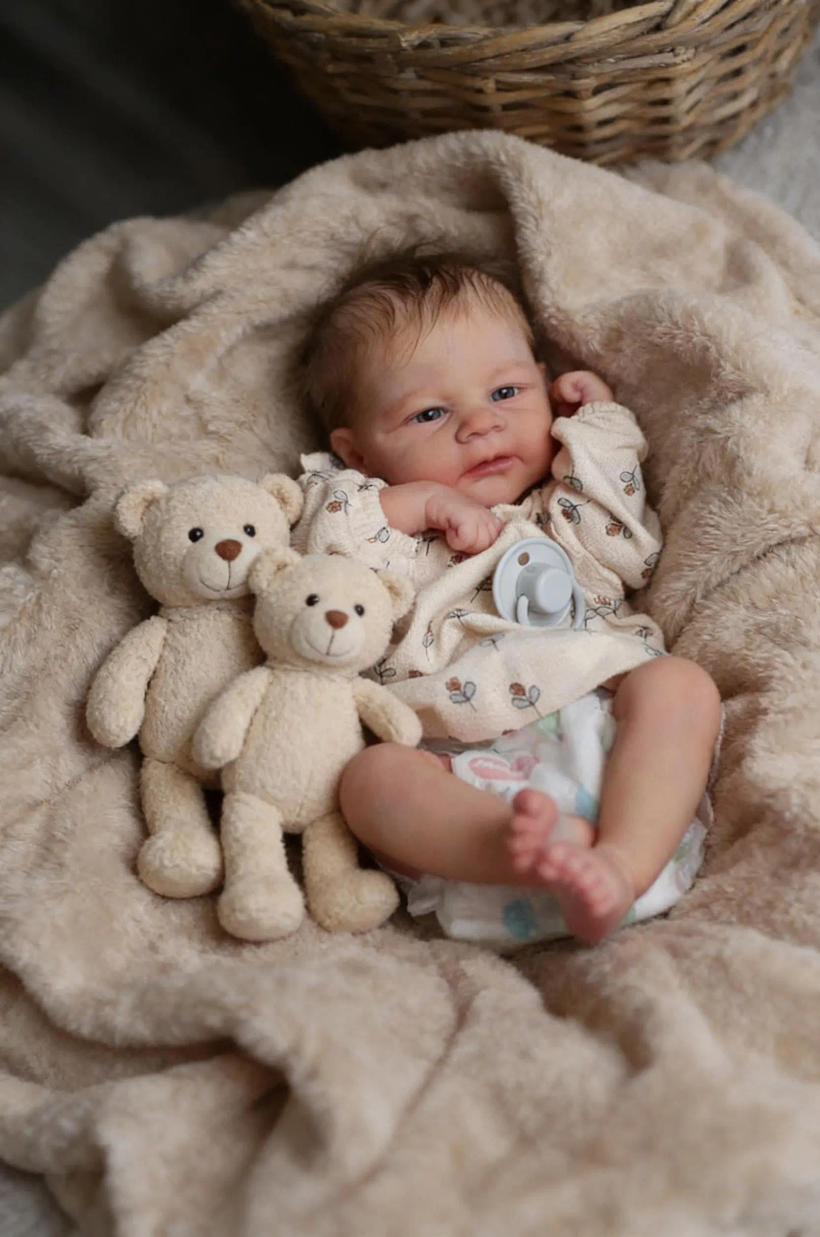 Zero pam Reborn Baby Lebensecht Mädchen Augen Offen-43CM Neugeborenen Babypuppen Wie Echt, Lebensechte Mädchen Puppe Mit Haaren, Reborn Puppe Ab 3 Jahre