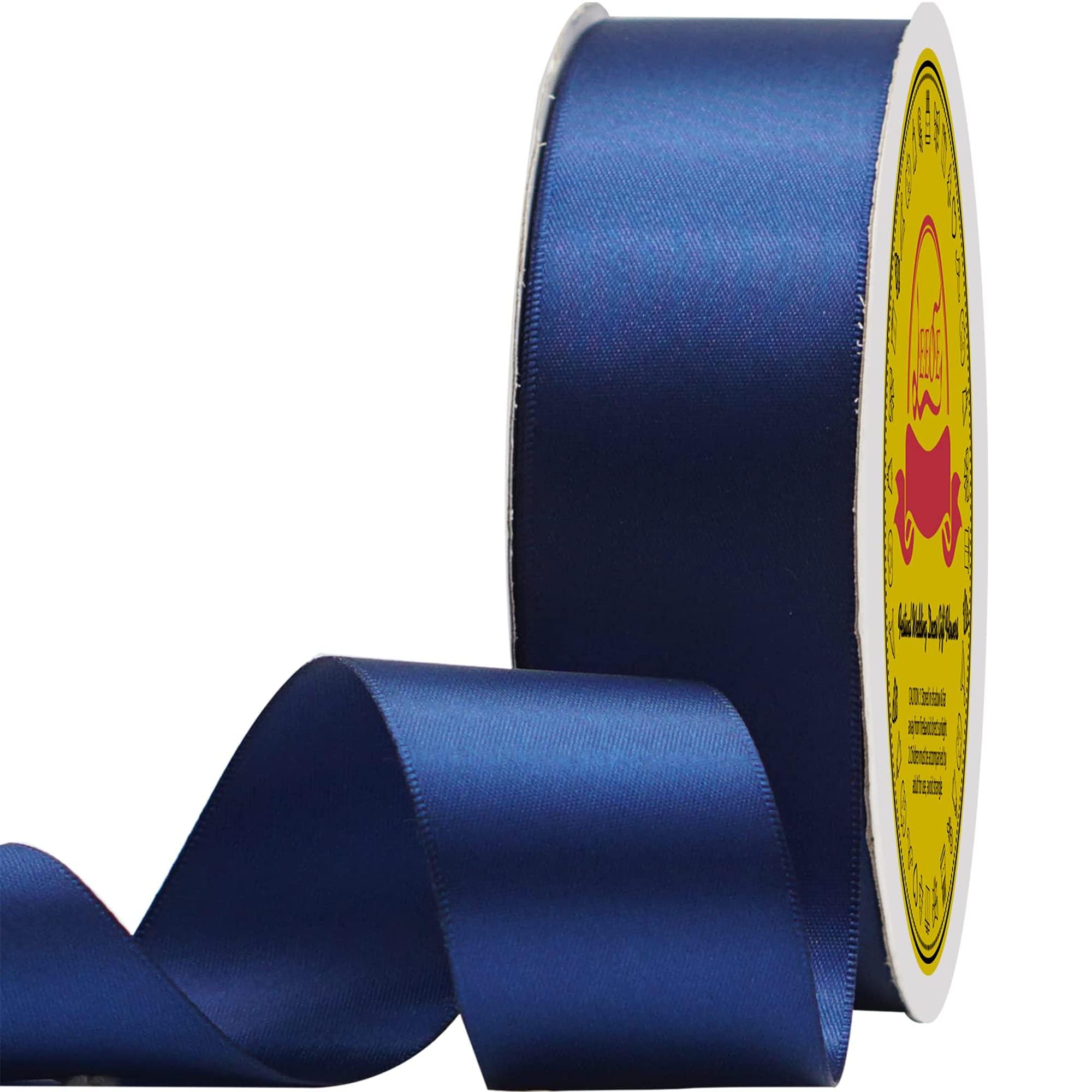 Double Face Satin Ribbon 1-1/2 inch X 50 Yards Polyester Navy Blue Ribbon for Gift Wrapping Very Suitable for Weddings Party Hair Bow Invitation Decorations and MoreDecorations and More