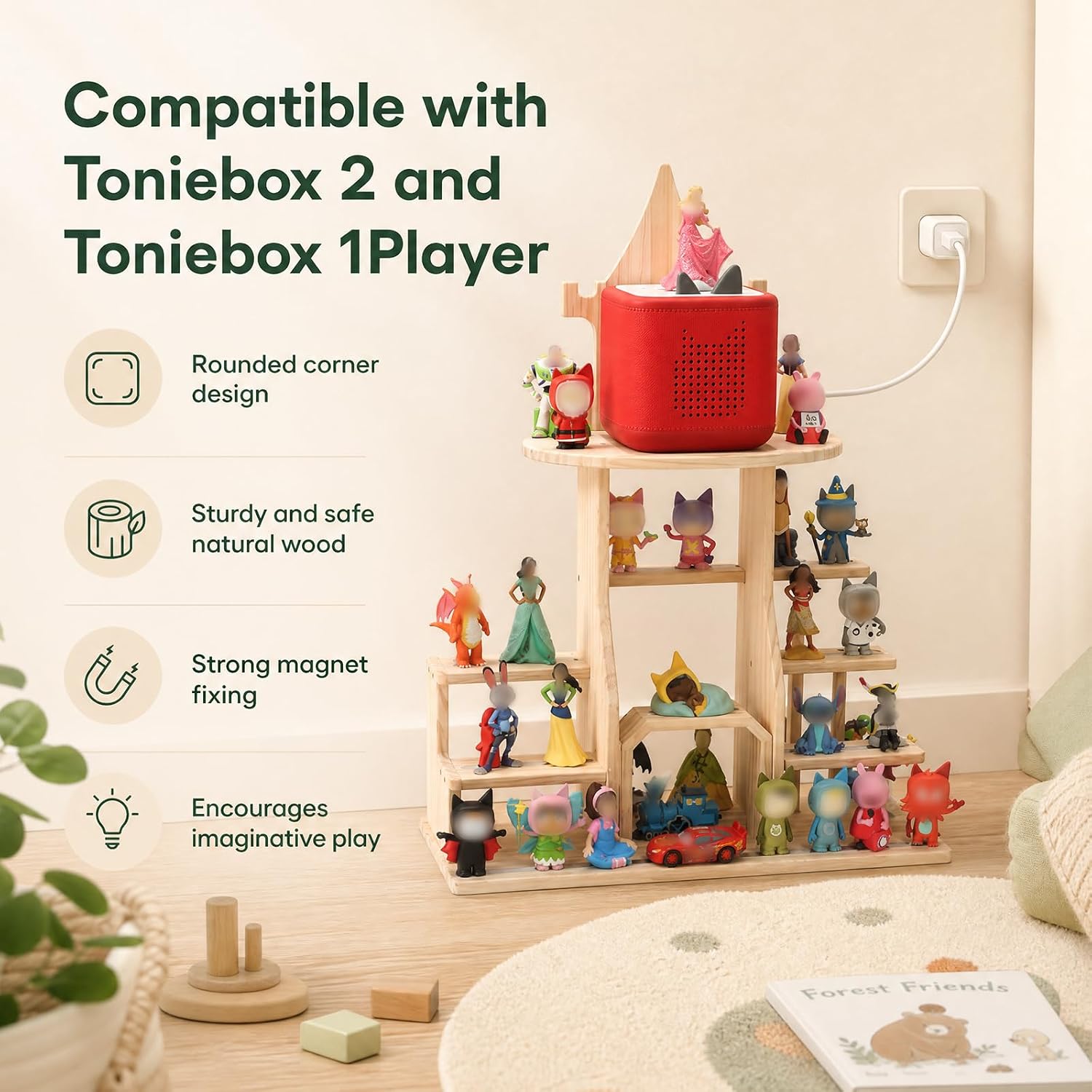 Storage Shelf for Toniebox 2 and Toniebox 1 Tonie (Castles) | for Tonies Figures Tonies Storage,Magnetic Floating Shelves Compatible with Tonie box Player Character for Children Room