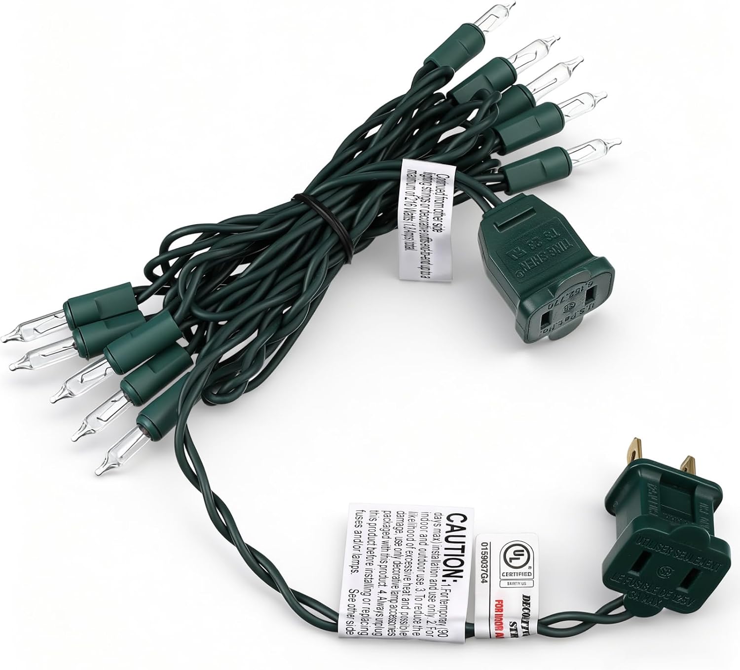 Mini Christmas Lights String Warm White Vintage Short Strand String Lights, Clear Bulbs Wire Fit Light up Christmas Decorations(10 Bulbs Connectable,5ft,Green)