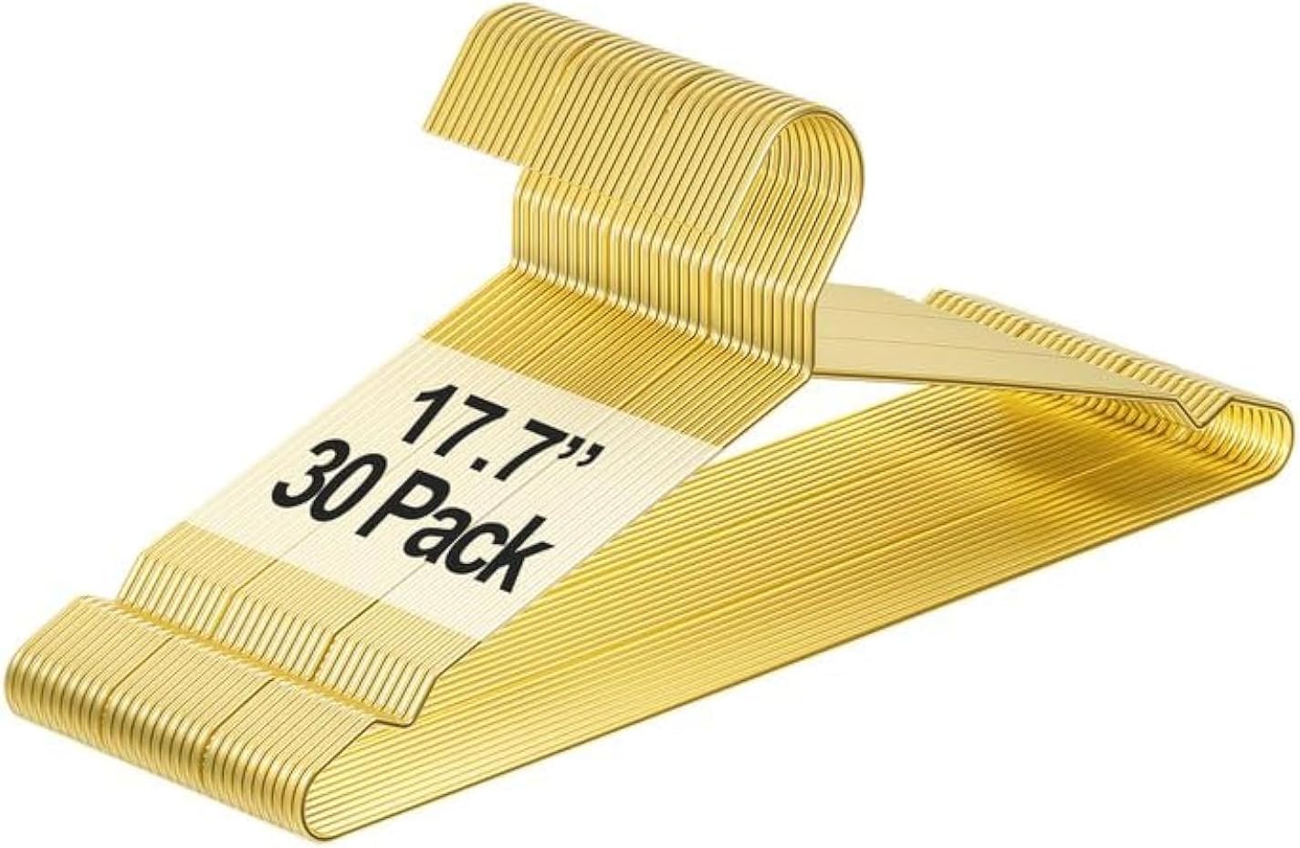 30 Pack 17.7'' Gold Metal Hangers with Notches for Large Suits Size, Shirts, Pants, 0.16" Heavy Duty Coats Hangers, Space-Saving
