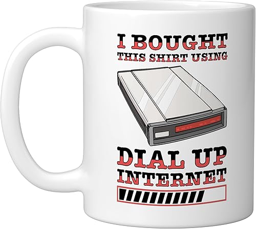 Miniatura 10 de 90s Nostalgia Retro 90s Dial Up Internet Vintage Ceramic Mug, Orange/White