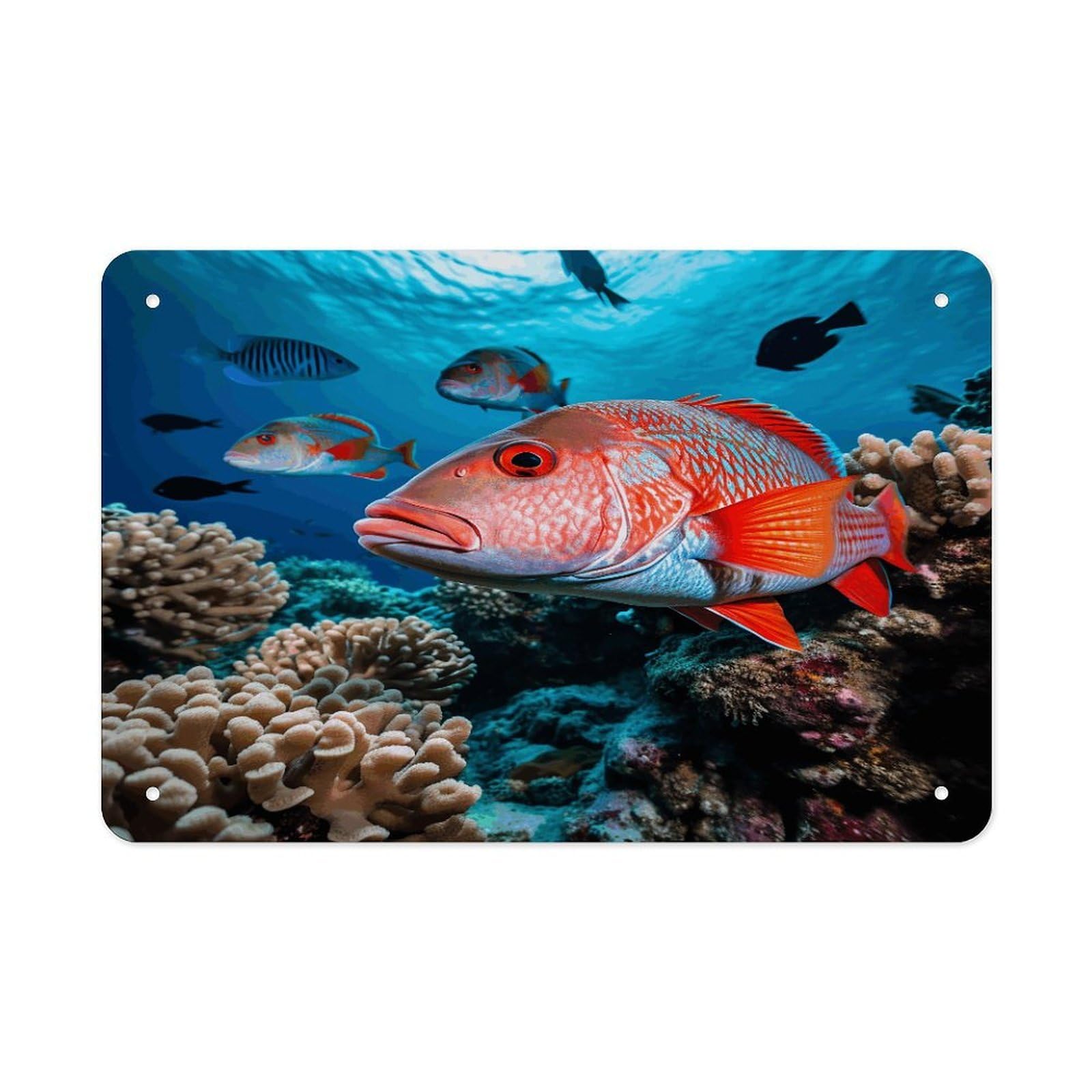Fodpand Style Fish And Coral Wall Art Metal Signs Tin Sign