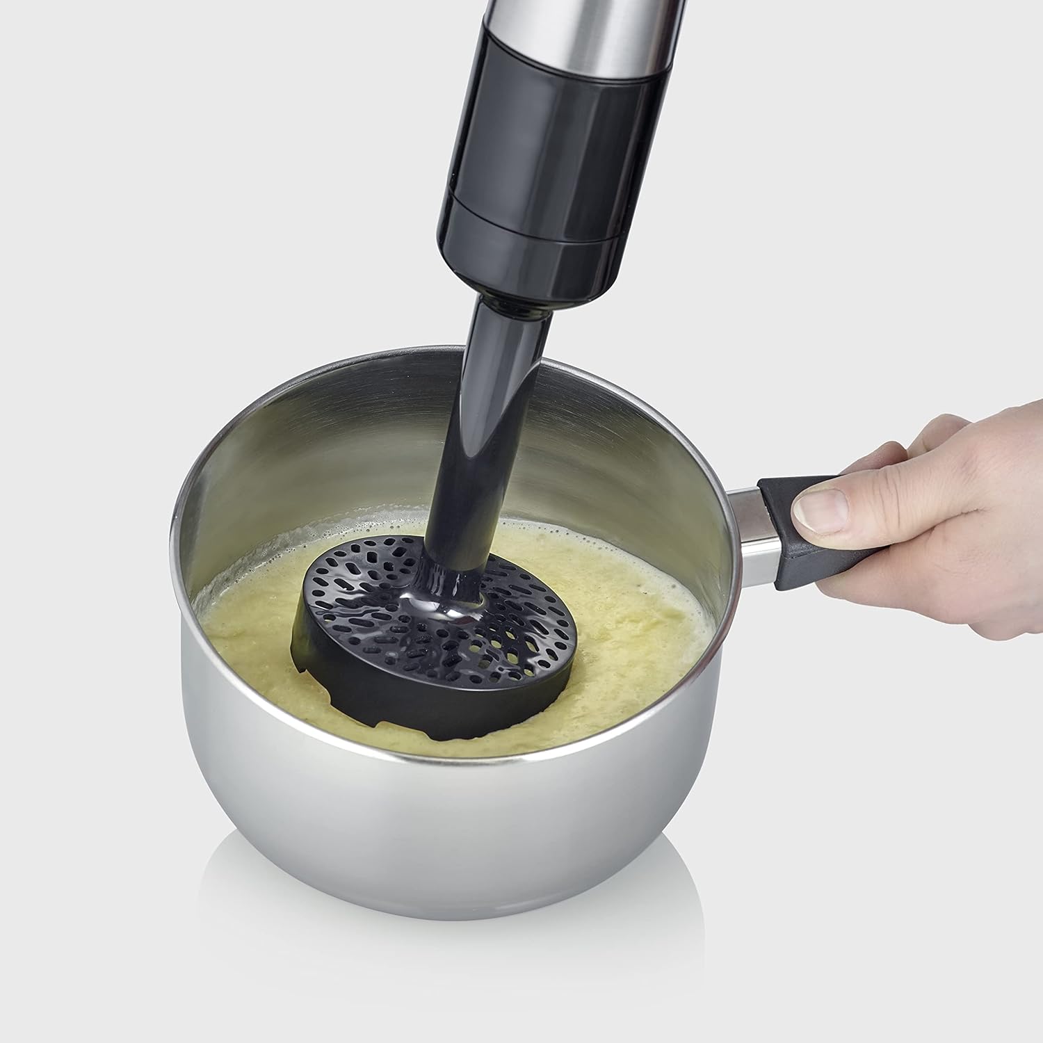 SEVERIN Carato Masher, Practical Potato Press, Food Masher for Preparing Homemade Mashed Potatoes, BPA-Free, Suitable for SM 3771-3775 Hand Blenders, Black, Plastic, ZB 5564