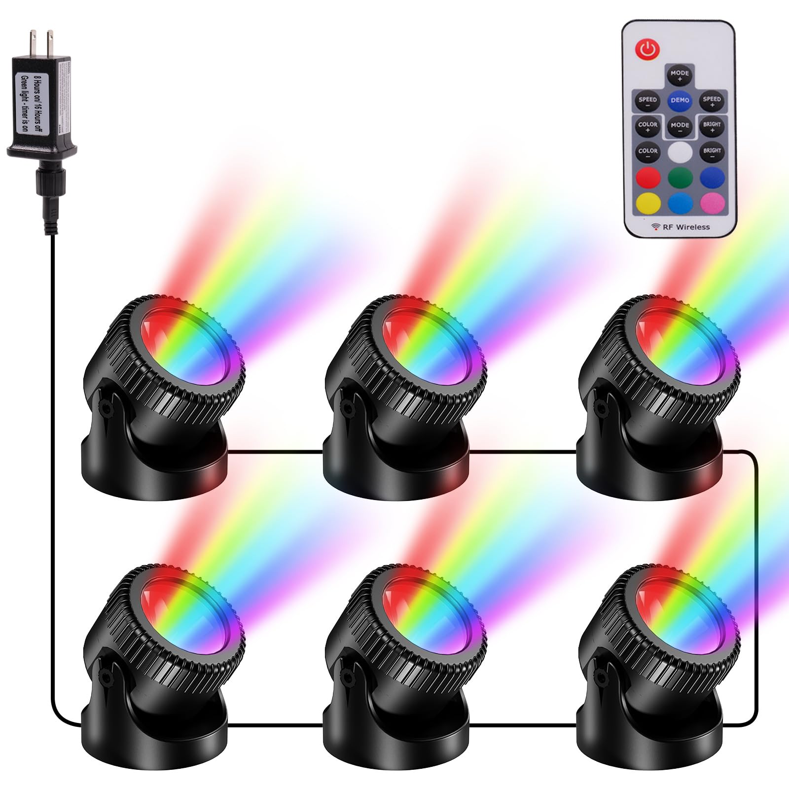 POPOSOAP RGB Underwater Pond Lights with Timer, 20 Colors Dimmable Submersible Led Fountain Lights with IP68 Waterproof, Support Remote Control for Outdoor Ponds Aquarium Garden Pool (4-in-1)