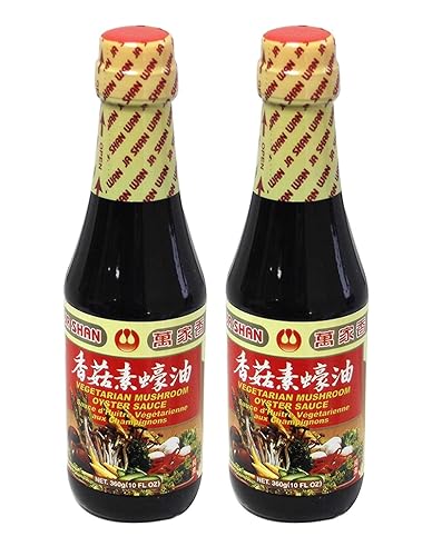 Wan Ja Shan Salsa vegetariana de ostras de hongos, paquete de 2 de 10 onzas. VEGANA. Sin OMG. Sin MSG Agregado. 100% elaborado de forma natural. Sin