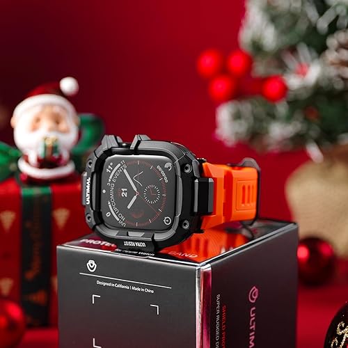 Miniatura 2 de ULTIMAL Correa resistente con funda para Apple Watch de 1.732 pulgadas, correa protectora a prueba de golpes de grado militar para hombres, correa