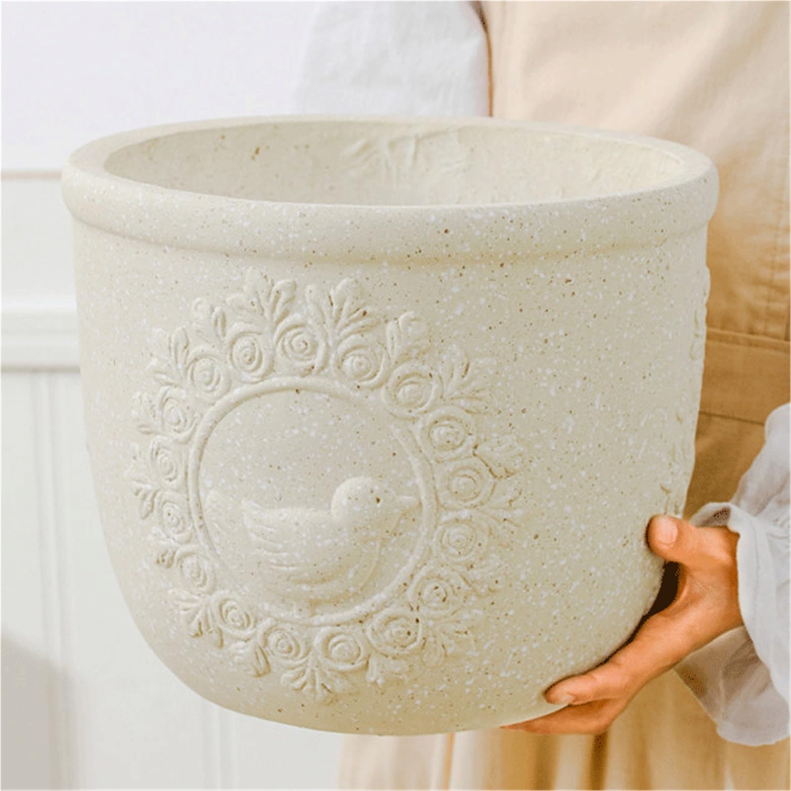 Doniczka ogrodnicza Stojąca donica magnezowo-ceramiczna w stylu vintage: emanująca dyskretnym luksusem(Mały)