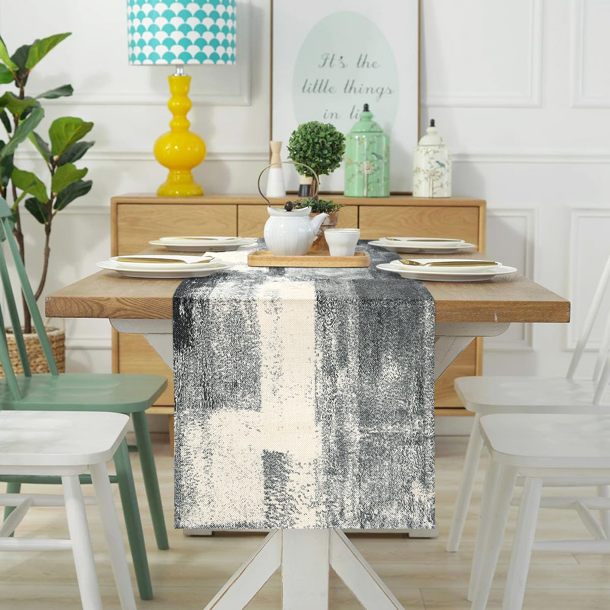 Black Table Runner Linen Tablecover Luxury Thicken Grey Kitchen Dining Table Decorative Cloth for Indoor Outdoor Coffee Dresser Scarves Table Party Tablecover 40 cm x 140 cm - Image 4