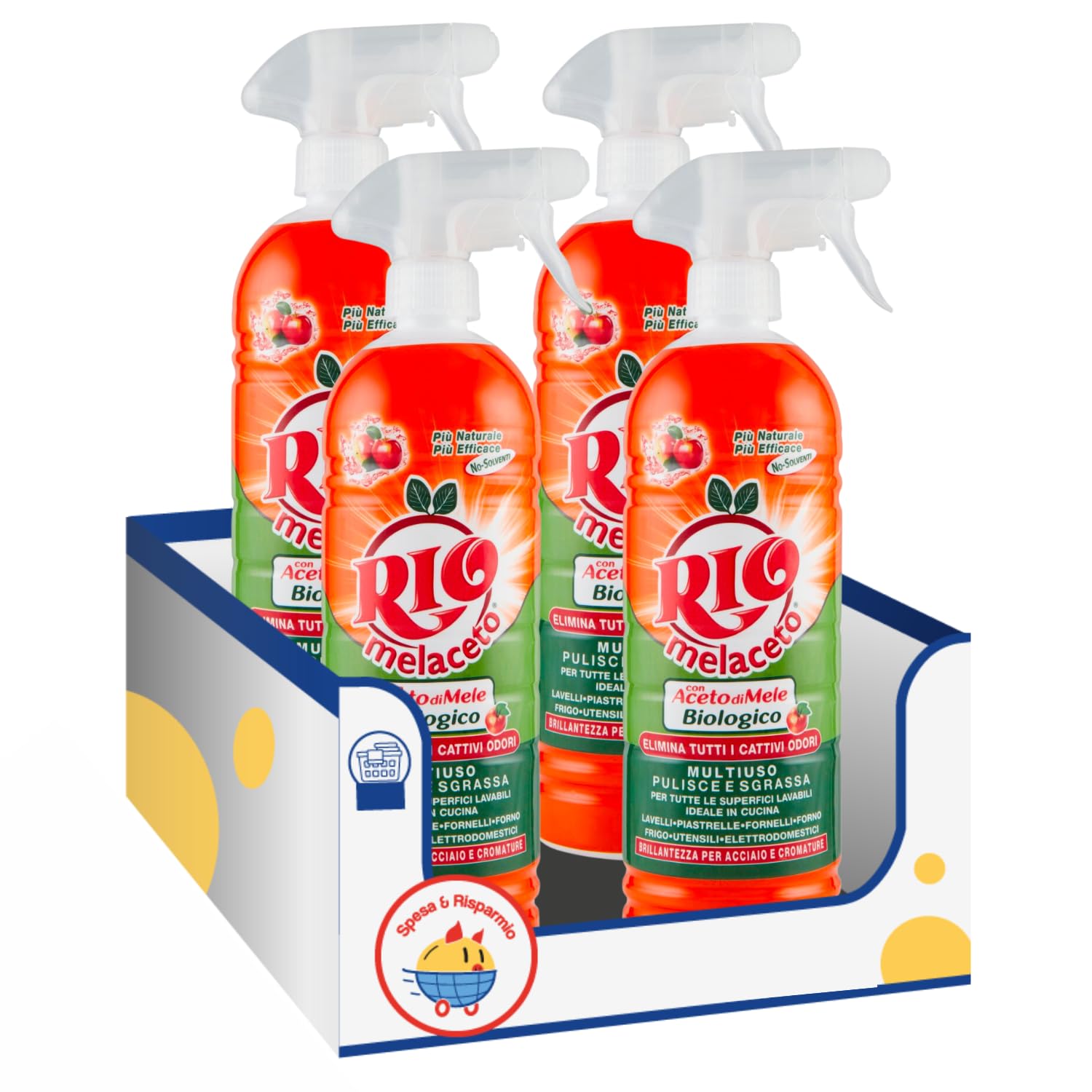 Melaceto – Mix di Mela e Aceto Naturale kit con Spugna Brandizzata SPESA & RISPARMIO Inclusa – Variazioni 4/8/12 Pezzi – Formato da 800 ml (4)