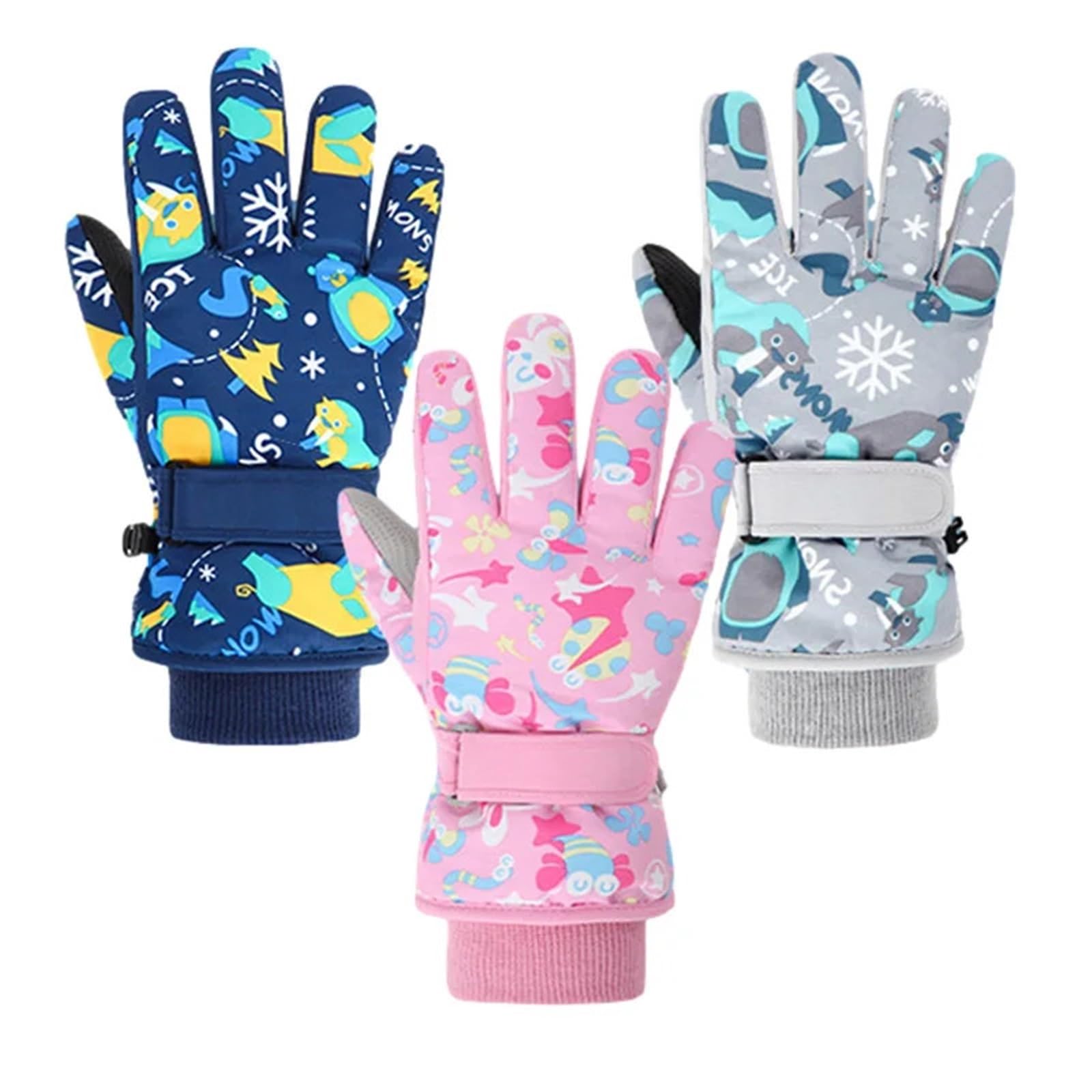 Guanti da Sci Invernali for Bambini, Guanti Impermeabili ispessiti con Dita Divise for Ragazzi e Ragazze (età 4-6), Guanti da Neve Caldi(4-6Y Pink)