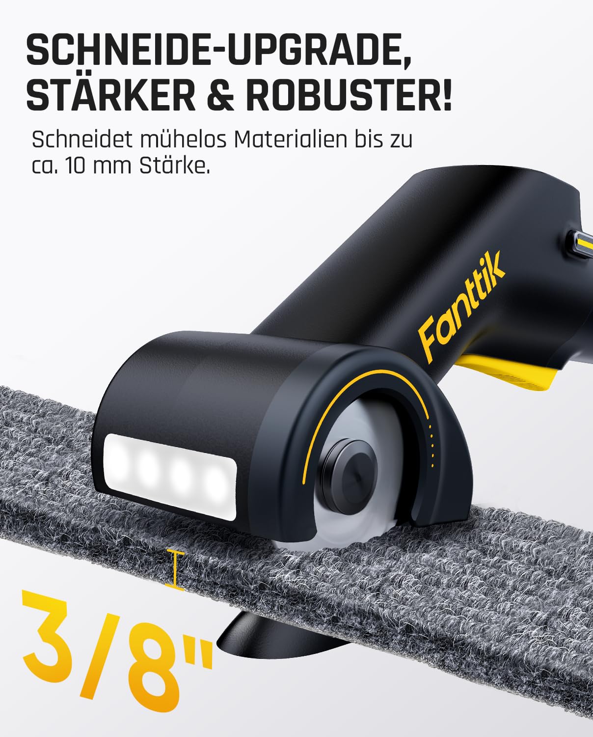 Fanttik C10 Pro BowGuide Elektrischer Kartonschneider, Kalbellose Schere mit LED Anzeige, 2-Geschwindigkeiten, Wiederaufladbarer Rotationsschneider mit Klingen für Stoff, Teppich, Leder, Karton