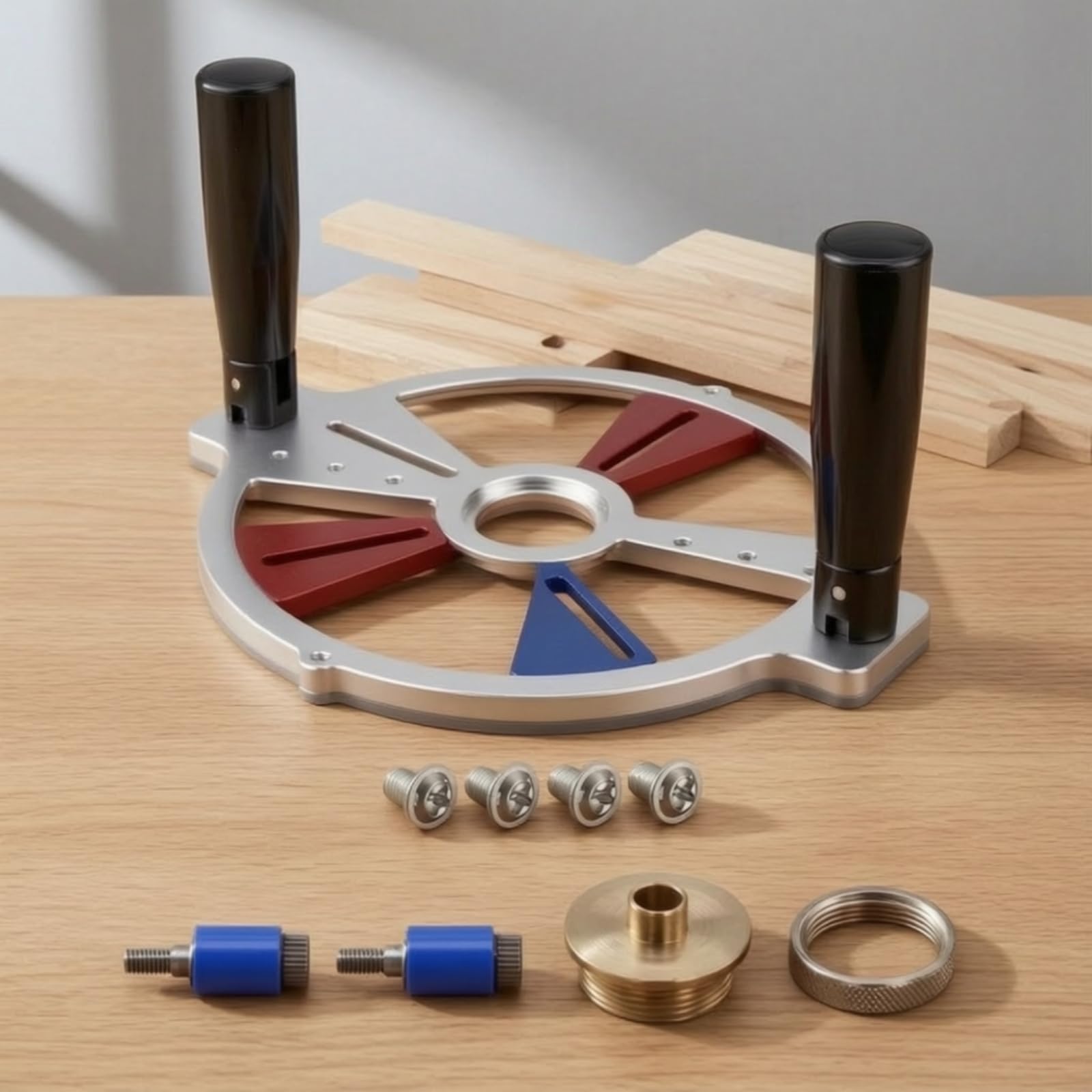 Herramienta Guía para Fresadora con Base Circular Ranurada y Ergonométricas Total en Fresado Ranuras y Recorte, Soporte De Guía Multifuncional Para Recortadora De Carpintería Con Buje De Eje