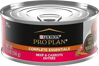 Purina Pro Plan Grain Free Wet Cat Food Pate, COMPLETE ESSENTIALS Beef & Carrots Entree Classic - (Pack of 24) 5.5 oz. Cans