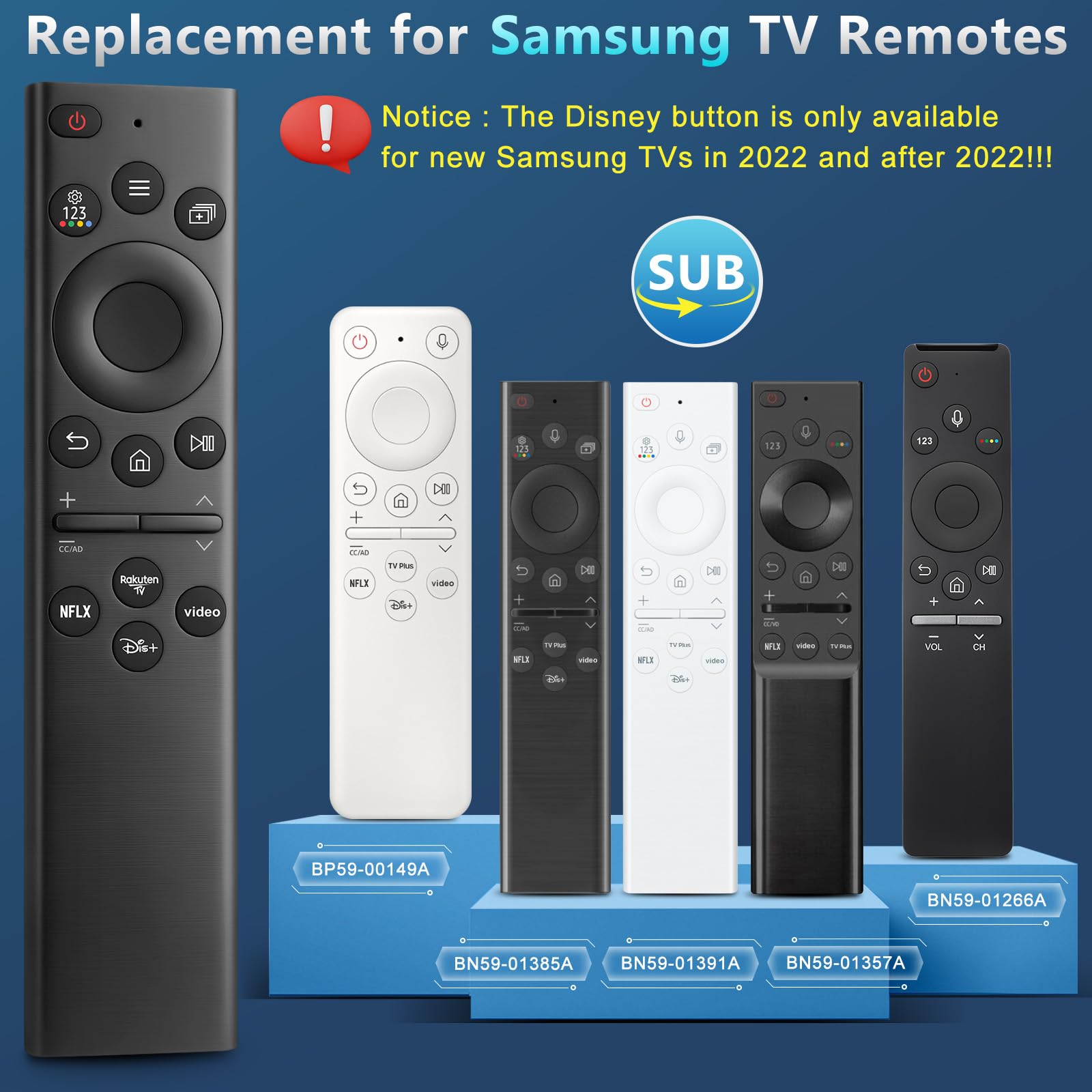 Télécommande Universelle de Remplacement pour TV Samsung - Télécommande Intelligente avec Boutons Raccourcis pour Téléviseurs Samsung