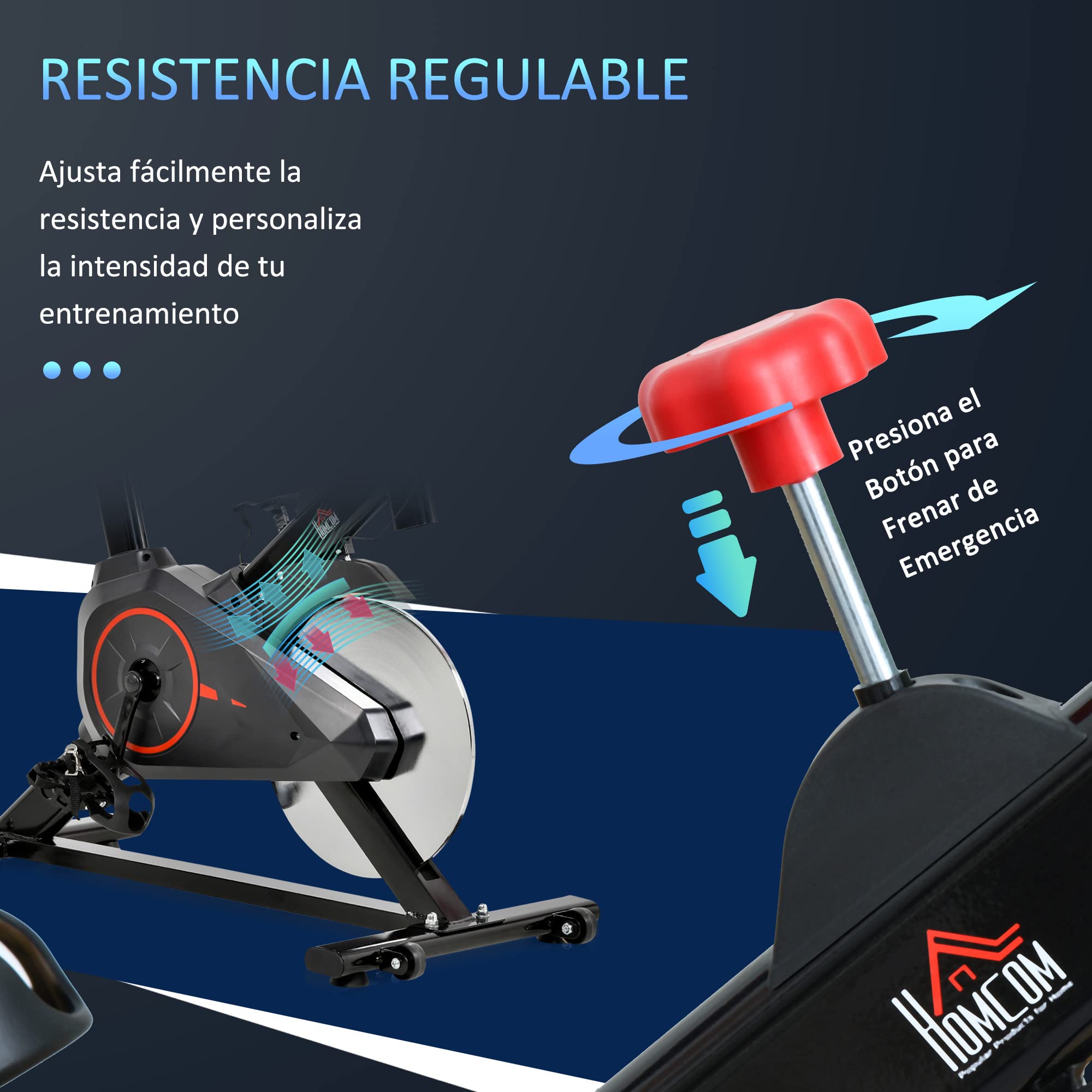 HOMCOM Bicicleta Estática Ciclo Indoor con Pantalla LCD Negro y Rojo