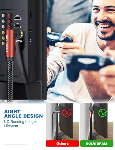 Miniatura 19 de Cable de subwoofer (3 pies) de doble blindaje con conectores de cabezal de corona RCA a RCA prémium chapados en oro de 24 quilates, serie rojo vino