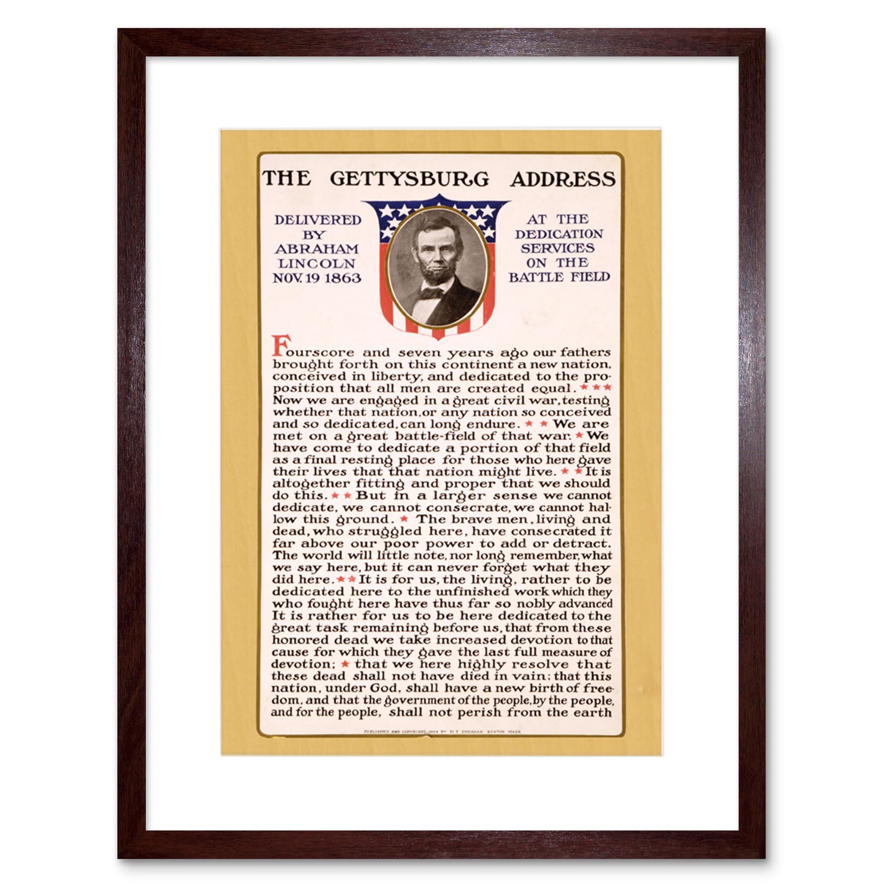 Wee Blue Coo 9x7 '' WAR CIVIL LINCOLN GETTYSBURG ADDRESS PRESIDENT FRAMED ART PRINT F97X1833