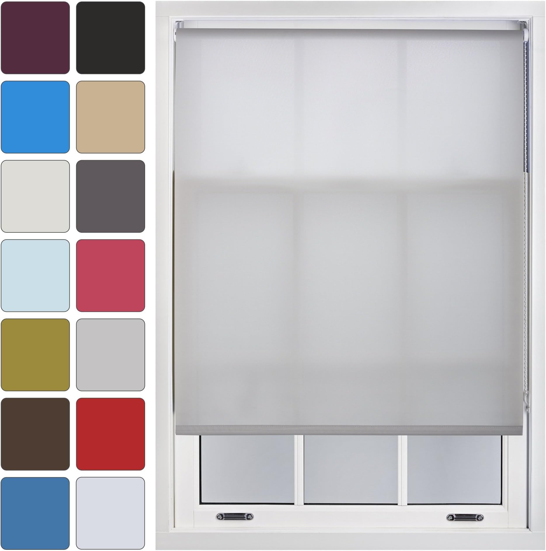 FURNISHED Blinds Window Custom Made to Measure Daylight Roller Blinds - Sheer Non-blackout Blind Opaque Fabric Shades Easy Fit Window Blinds, Grey up to 180cm