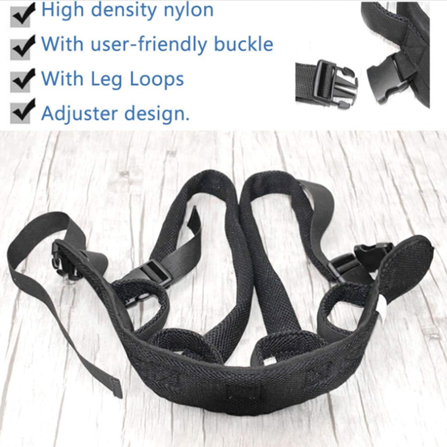 Cinghia di Trasferimento,Imbracatura per Sollevatore Disabili,Cintura di Andatura con Cosciali,4 Maniglie,Aiuto di Camminata per Anziani,Riutilizzabile,per Girovita 60-125Cm