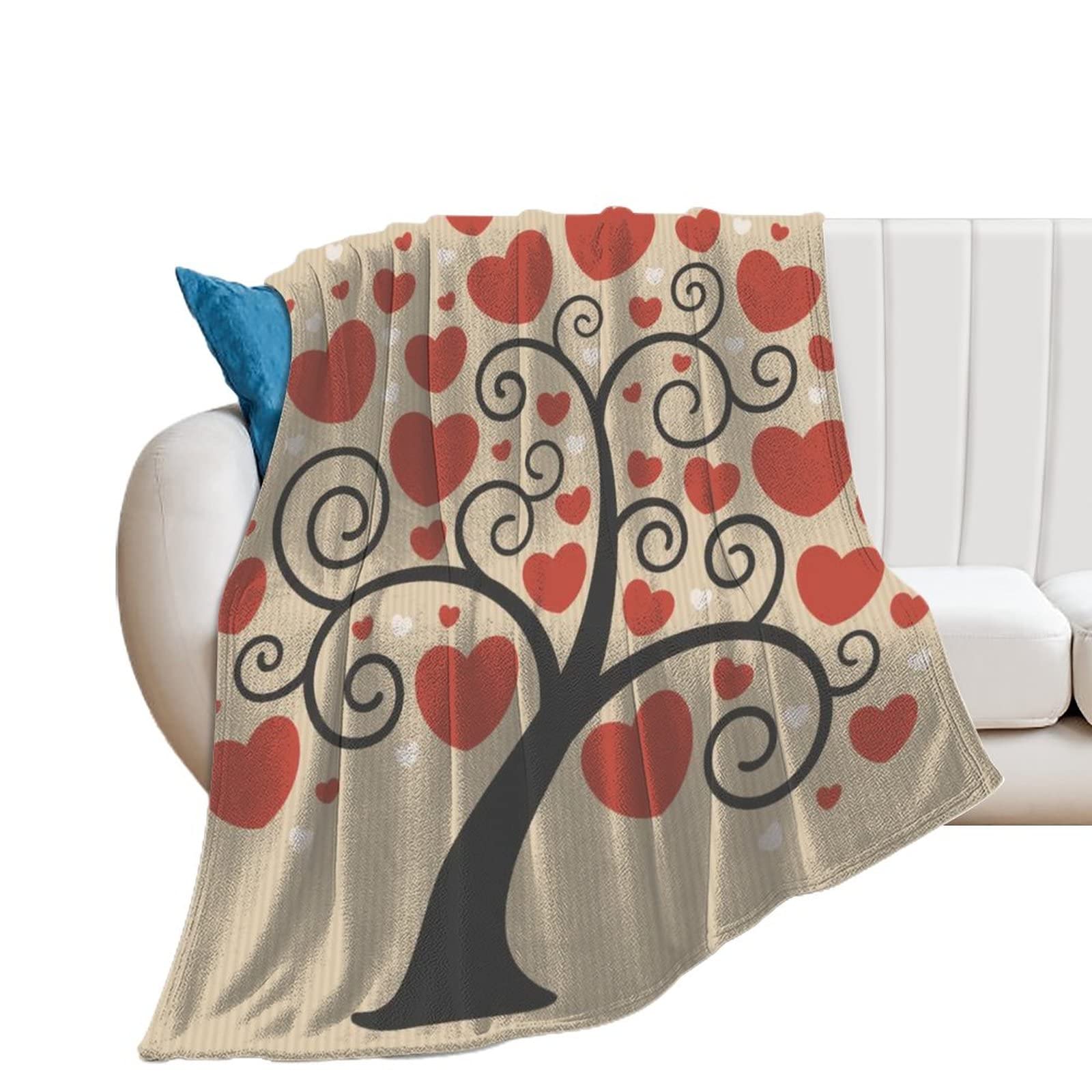 Couverture Polaire Arbre d'amour pour Soirée Cocooning sur le Canapé